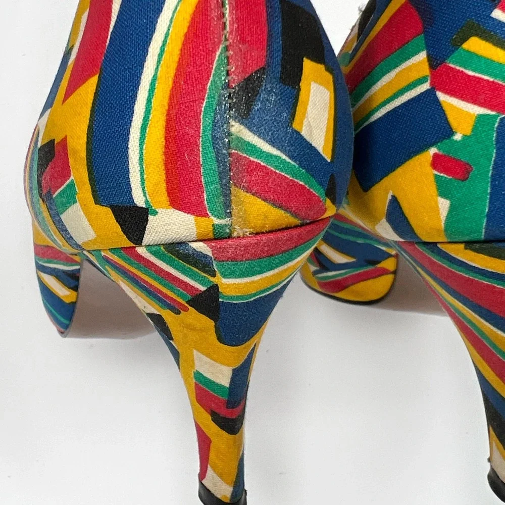 Vintage LIFE STRIDE 1980s Multicoloured Heels 7.5